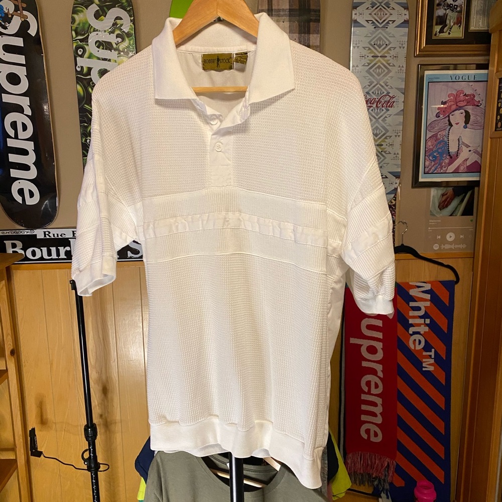 Rare Vintage 80s Robert stock White collared shirt - Picture 2 of 6